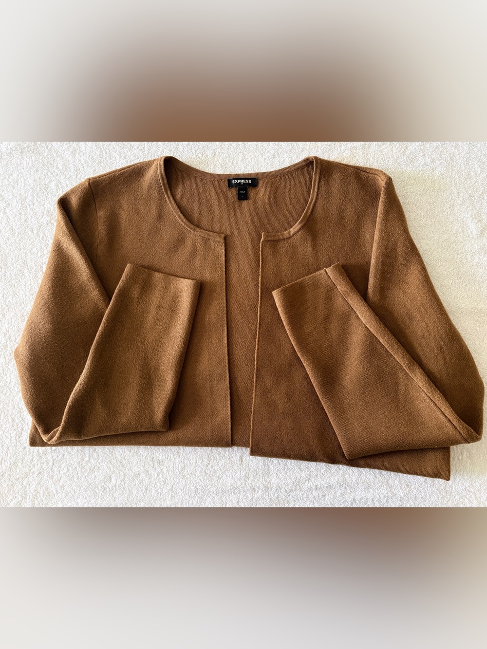 Express Women's Camel Open-Front Crop Cardigan Size L